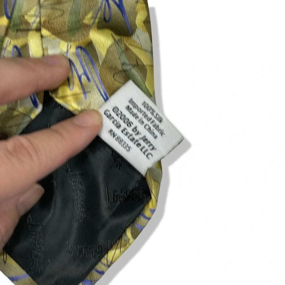 J Garcia Ancient Writing Limited‎ Edition Silk Mens Tie Abstract Artsy 58x4
